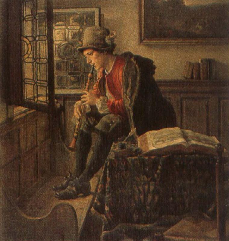 Thomas Mann Baynes a 19th century two keyed clarinet France oil painting art